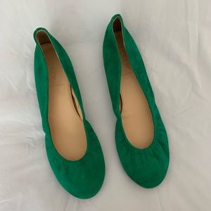 J. Crew Suede Cece Ballet Flats - Oasis Green